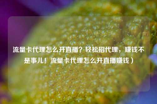 流量卡代理怎么开直播?轻松招代理,赚钱不是事儿!流量卡代理怎么开直播赚钱)