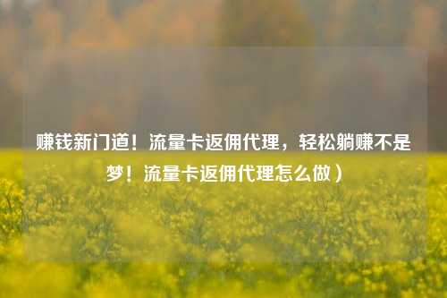赚钱新门道!流量卡返佣代理,轻松躺赚不是梦!流量卡返佣代理怎么做)