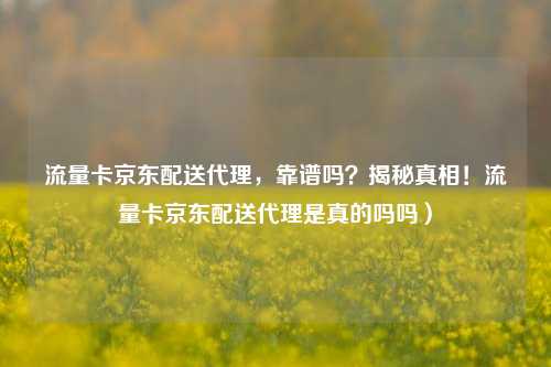 流量卡京东配送代理，靠谱吗？揭秘真相！流量卡京东配送代理是真的吗吗）