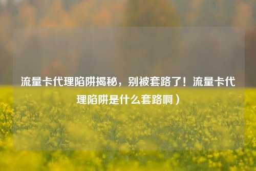 流量卡代理陷阱揭秘,别被套路了!流量卡代理陷阱是什么套路啊)