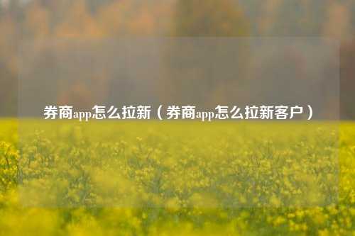 券商app怎么拉新（券商app怎么拉新客户）