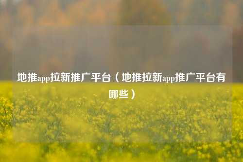 地推app拉新推广平台(地推拉新app推广平台有哪些)