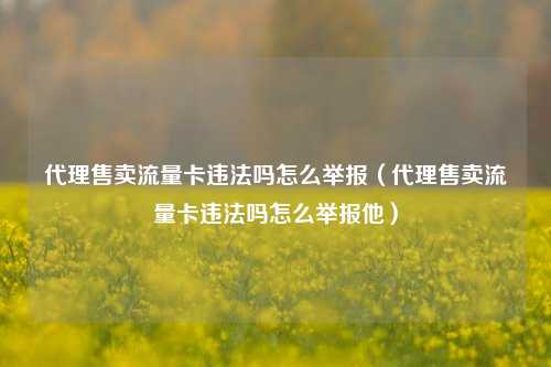代理售卖流量卡违法吗怎么举报（代理售卖流量卡违法吗怎么举报他）