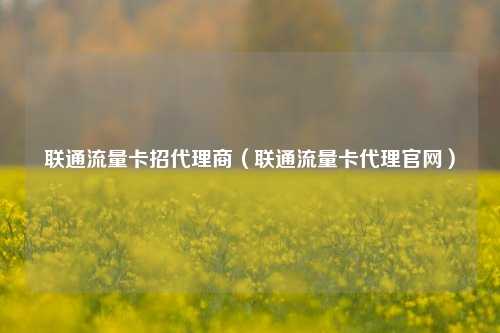 联通流量卡招代理商(联通流量卡代理官网)