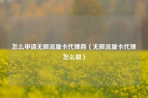 怎么申请无限流量卡代理商（无限流量卡代理怎么做）