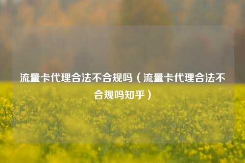 流量卡代理合法不合规吗（流量卡代理合法不合规吗知乎）